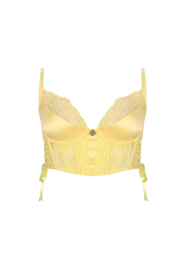 Pastivelle Yellow Satin Lace Corset Bra