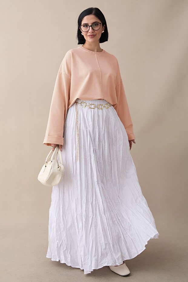 Kolu Katlamalı Oversize Somon Sweat - 4