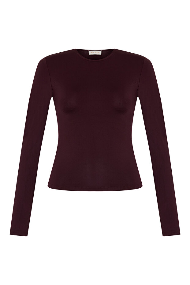 Crew Neck Burgundy Blouse