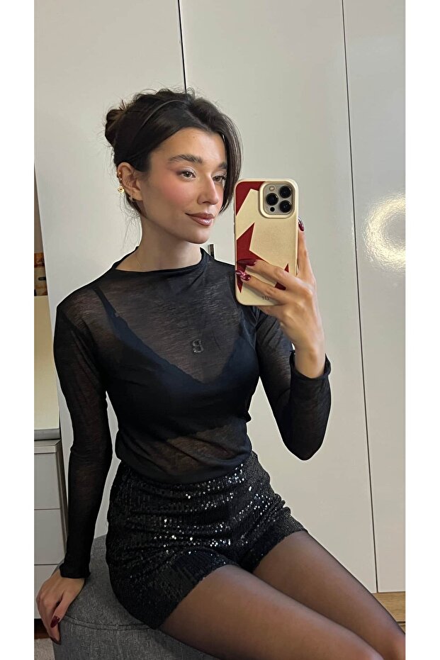 Pul Payetli Mini Şort - 2