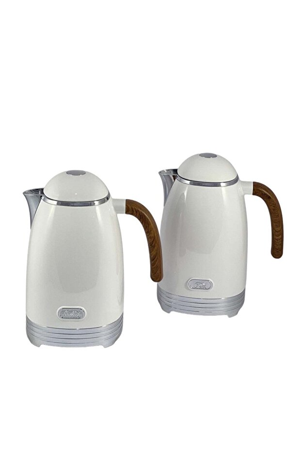White Silver Flask 1/1L 2 Pieces Stainless Steel Flask Set