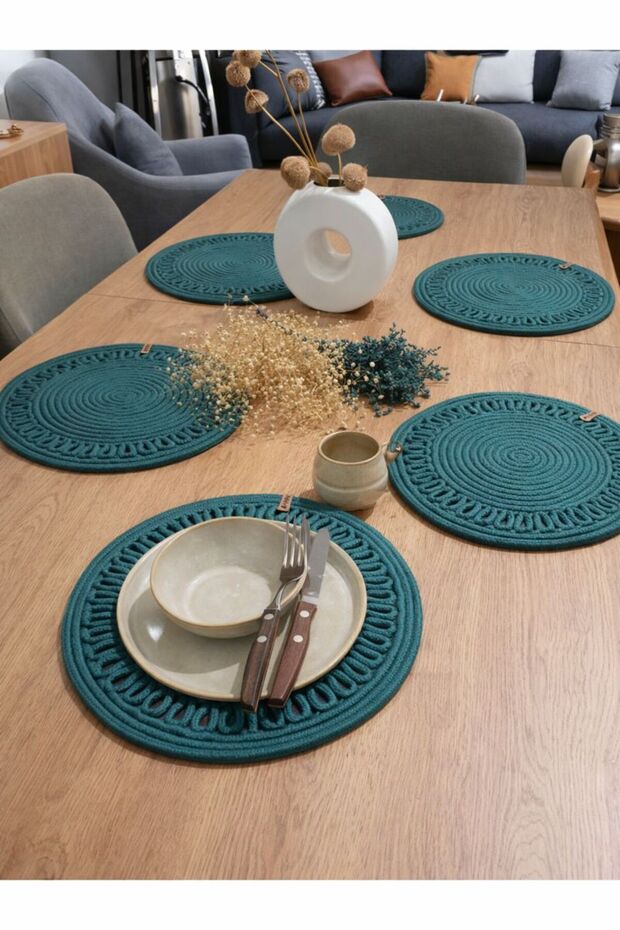 Thick Embroidered, 6 Pieces, American Service, Jute Plate, Durable, Heat Sensitive, Long Lasting,