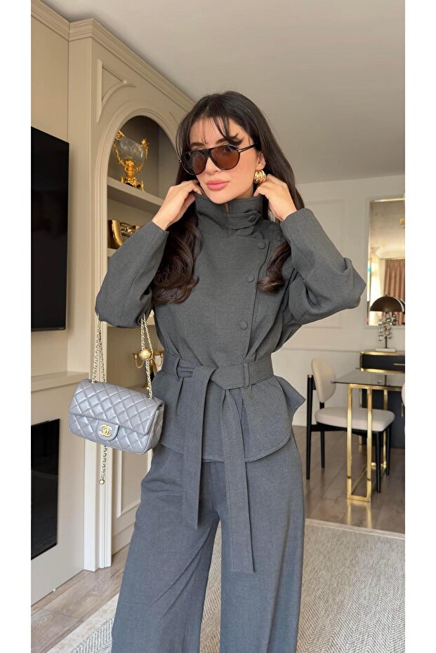 طقم سترة وبنطلون أنثراسايت - 6