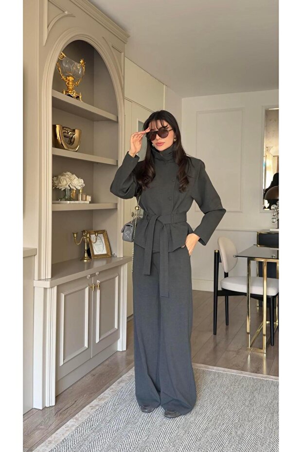 طقم سترة وبنطلون أنثراسايت - 2