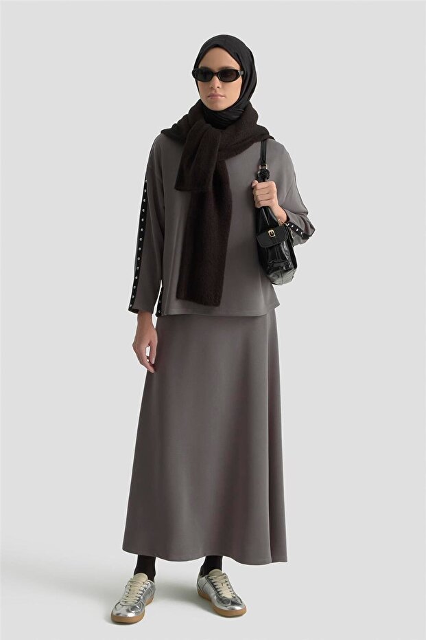 Şeritli Örme Takım 25KD1163 Antrasit - 1