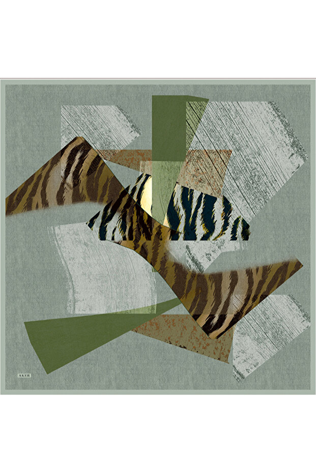 Eșarfă din twill de mătase verde - 1