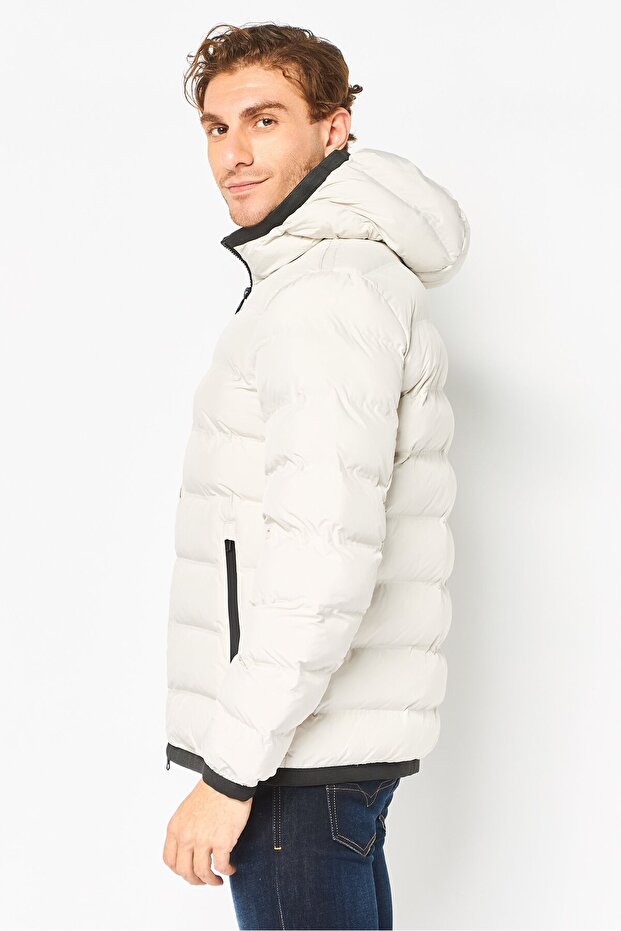 جاكيت رجالي منفوخ سادة، بيج - 2