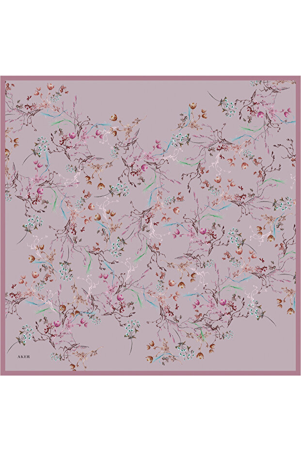 Pembe İpek Twill Eşarp - 1