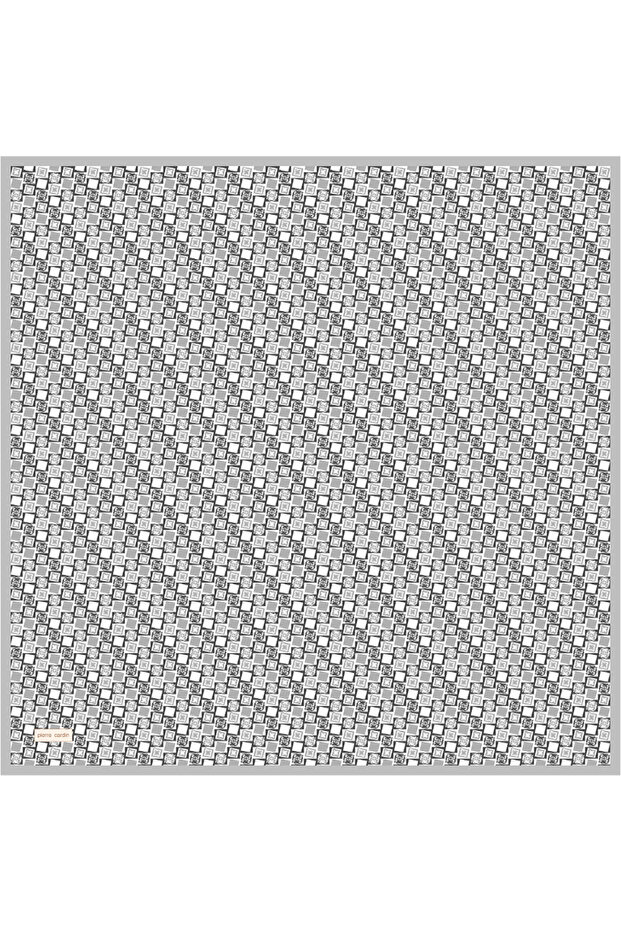 وشاح حريري فضي مقاس 90×90