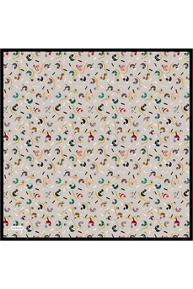 Bej İpek Twill Eşarp - 1