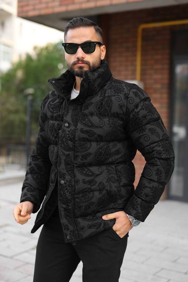 رجال، ياقة مرتفعة متوسطة الطول، شتوي، نمط فلوك، معطف منفوخ 2515 - 7