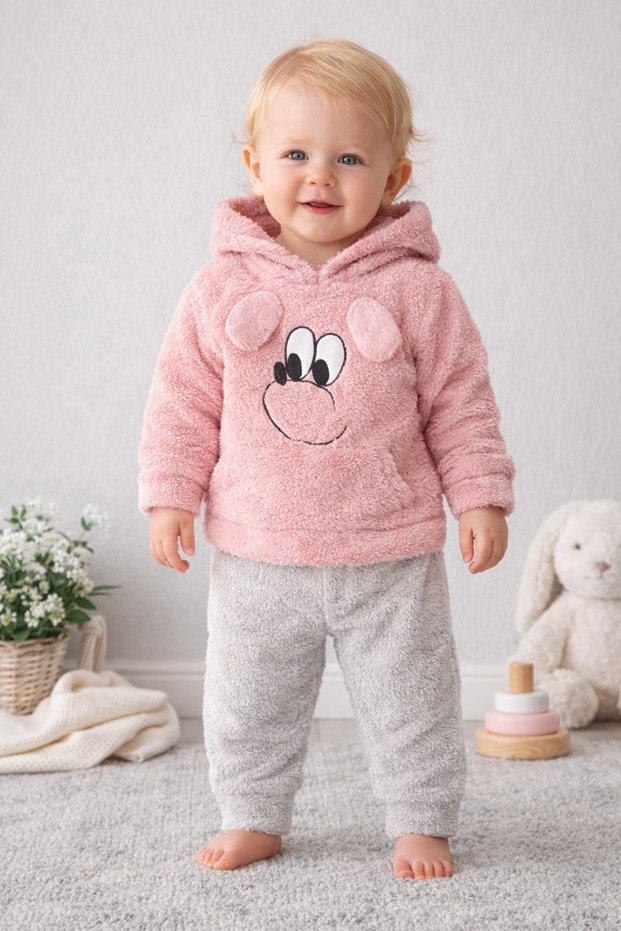 Baby Girl Fleece/Welsoft Hooded Two-Piece Tracksuit