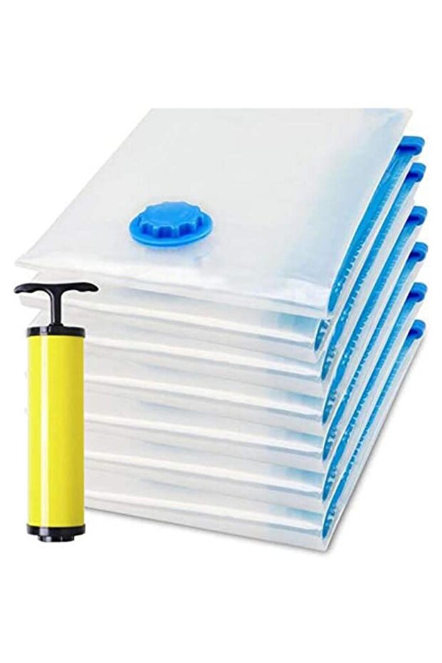 7-Piece Vacuum Space Saver Reusable Sealer Storage Bag With Suction Pump Multicolour 60x80cm