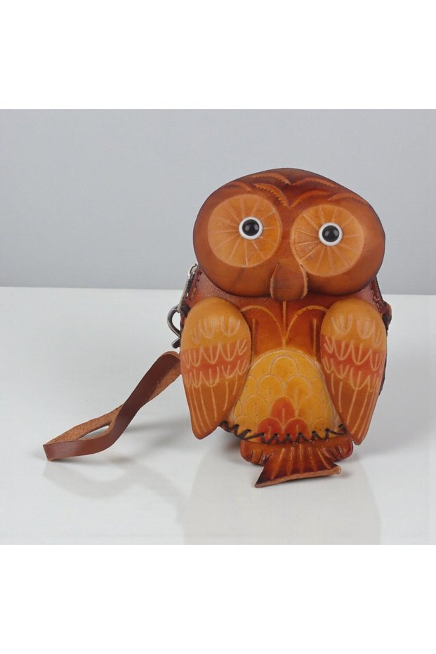 Handmade Genuine Leather Owl Design Zippered Women's Wallet | Coin Card Key Bag Md 1