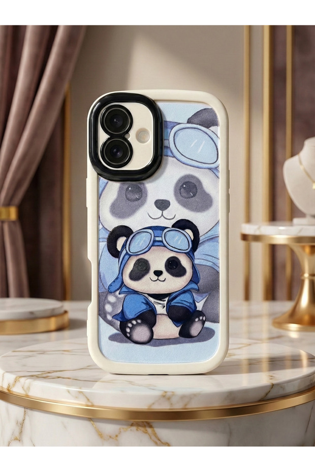 غطاء حماية مضاد للصدمات لهاتف آيفون 16 بلس مع إطار حماية للكاميرا ونقش ثلاثي الأبعاد على شكل قطة - 1