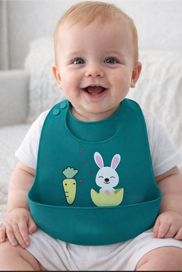 Kitchen Pembelia Silikon Bebek Mama Önlüğü Çocuk Mama Önlük Leke Tutmaz Yıkanabilir
