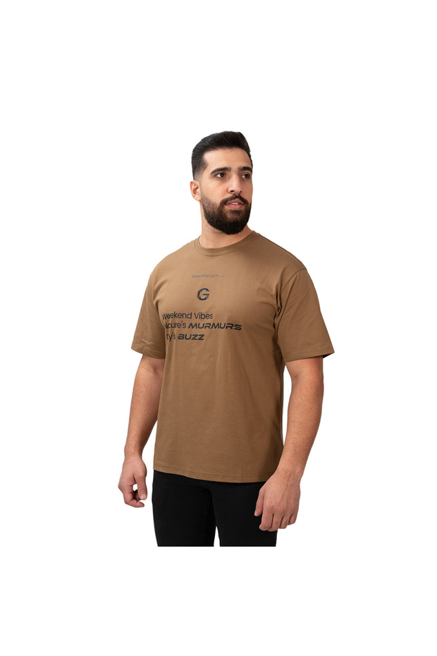 Men's Relaxed Fit Printed Crew Neck Cotton Tee