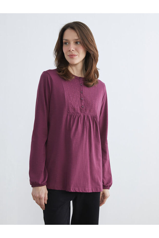Esvab • Modern & Distinctive Zero Roba Collar Embroidered Blouse