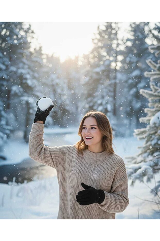 Siyah Kadın Polar Eldiven - 3