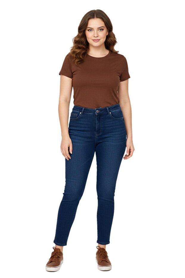 Women's Ankle Jeans Pants Belt Elastic Buttoned Stone Bgl-St05058