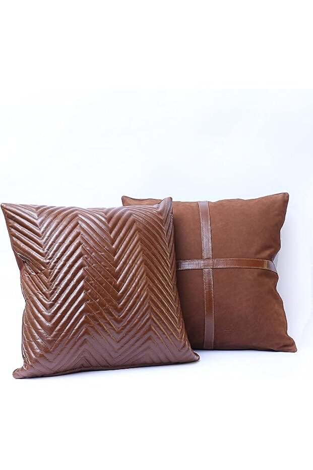 The Chocolate Nubuck Genuine Luxury Full Grain Buffalo Leather Pillow Cushion Cover