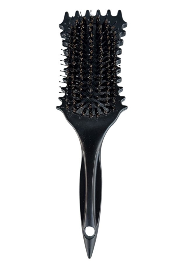 Lom1215 Curl Defining Styling Brush, Curly Curved 9 Row Curl Defining Brush (Black)
