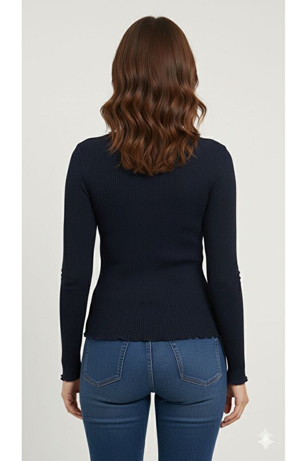 Kadın Fitilli Basic Bluz - 3