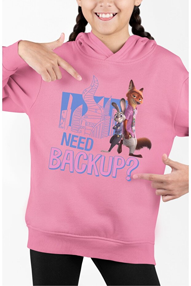 Need Backup Printed Hooded Children's Sweatshirt, Unisex Zootopia Themed Hoodie