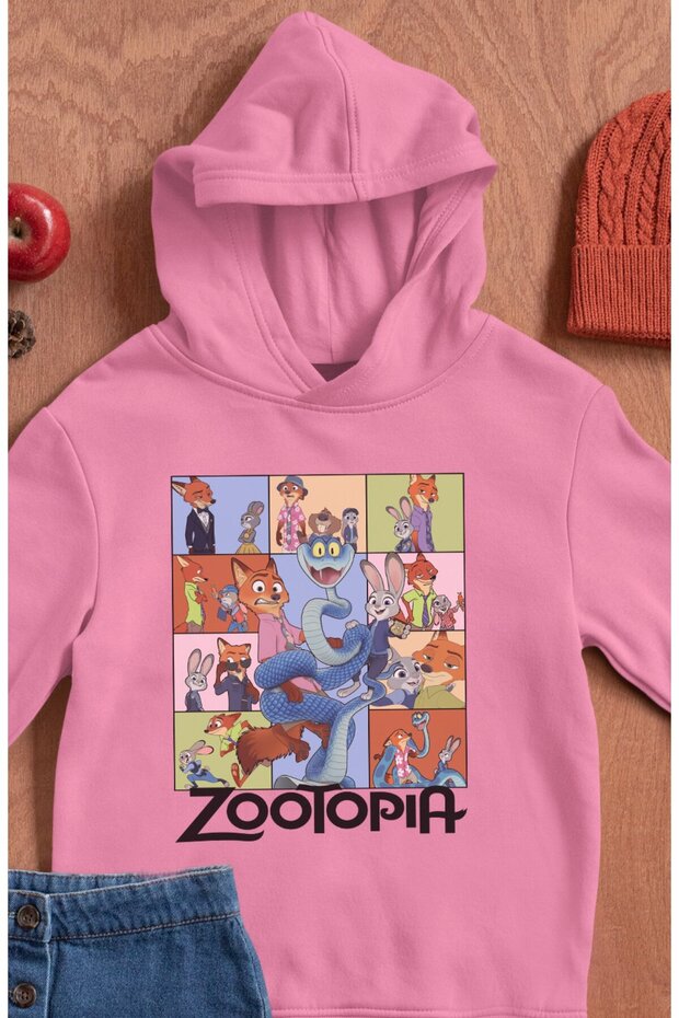 Zootopia Written Hooded Children's Sweatshirt, Unisex Animals Cartoon Themed Hoodie