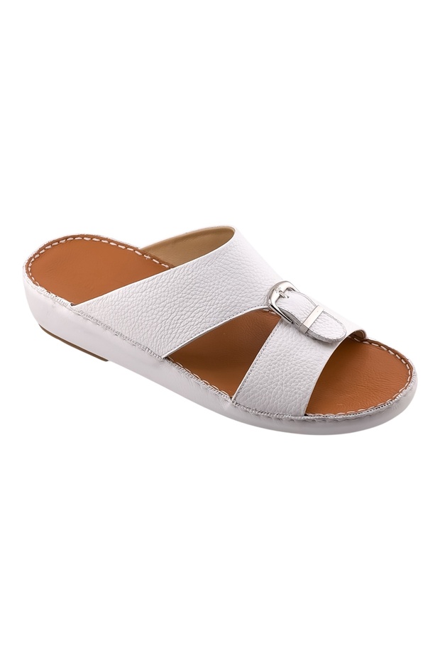 A E T Arabic Sandals For Men | Outdoor Mens Slippers | Open Toe | Genuine Milled Leather with Buckle