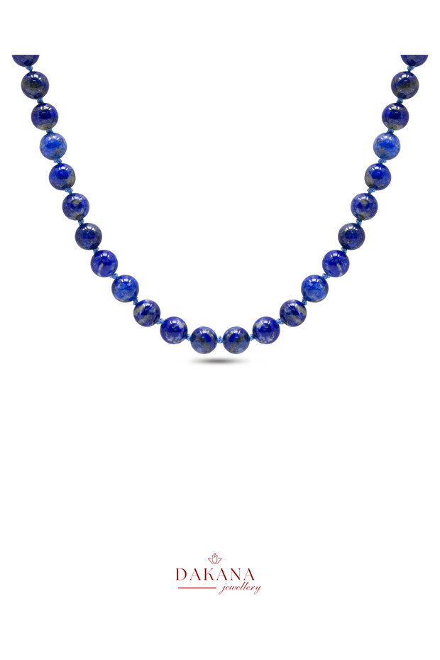 Certified Lapis Lazuli Stone 6 mm Macrame Necklace