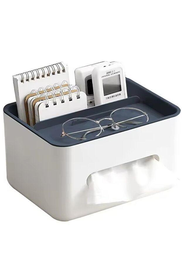 Desktop Remote Control Storage Tissue Paper Box (BLUE)