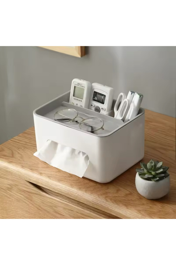 Desktop Remote Control Storage Tissue Paper Box (GREY)
