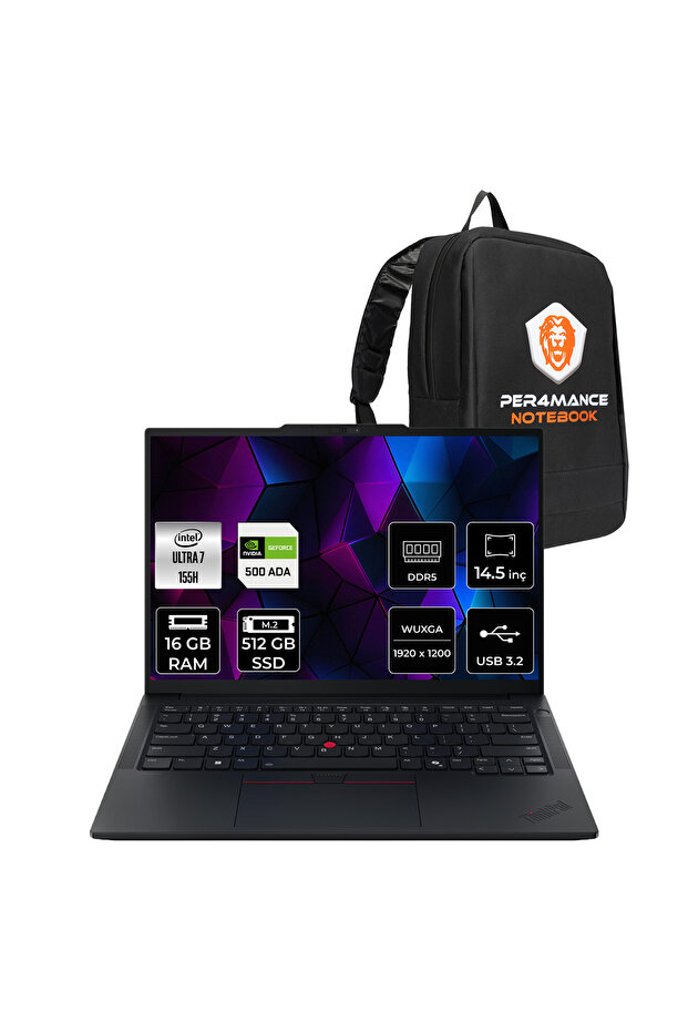 ThinkPad P14S G5 Ultra 7 155H 16GB 512GB SSD RTX500/4GB 14.5" WUXGA FDOS Laptop & Çanta - 1