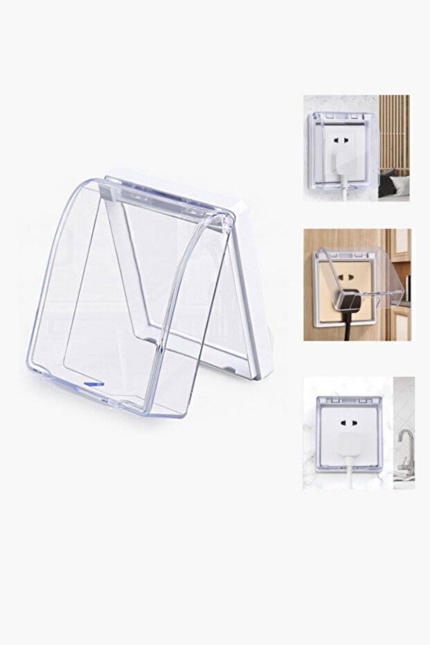 صندوق حماية مقبس مفتاح إضاءة الحائط، قطعتان، بلاستيك شفاف - 1