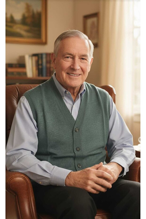 Buttoned Pocketed Thin Wool Dad Knitting Vest - 1