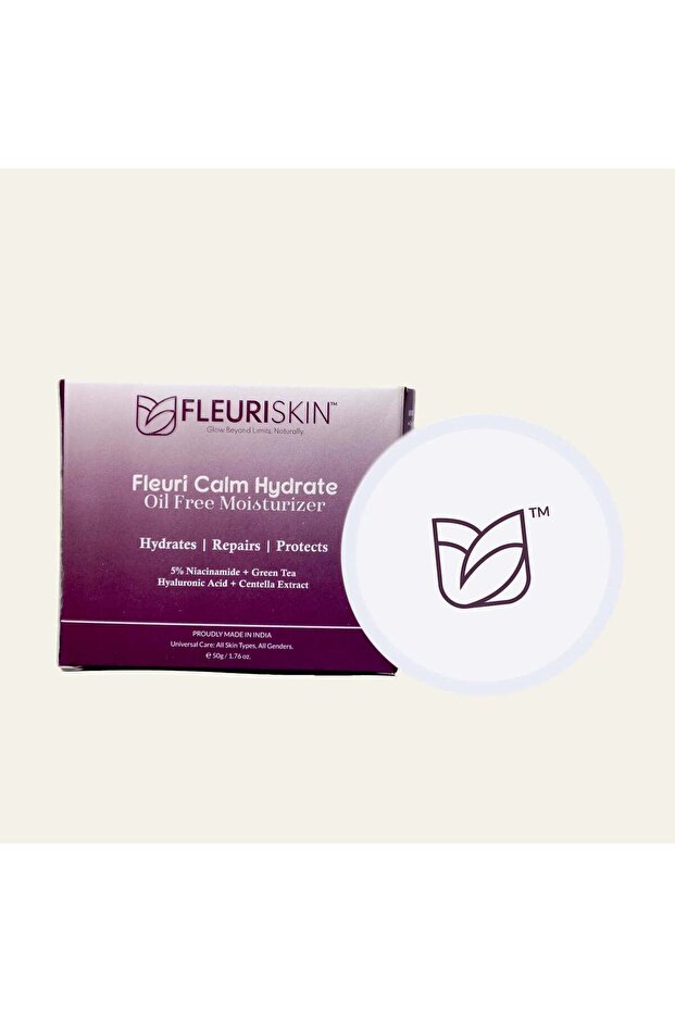 Fleuri Calm Hydrate Oil Free Gel Moisturizer Niacinamide Green Tea Lightweight Non Greasy 50ml