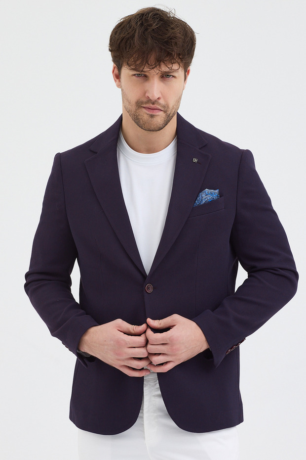 Golex Men's Dark Burgundy Polyviscon Fabric Slim Fit Self-Wiping Mono Collar Sports Blazer Jacket