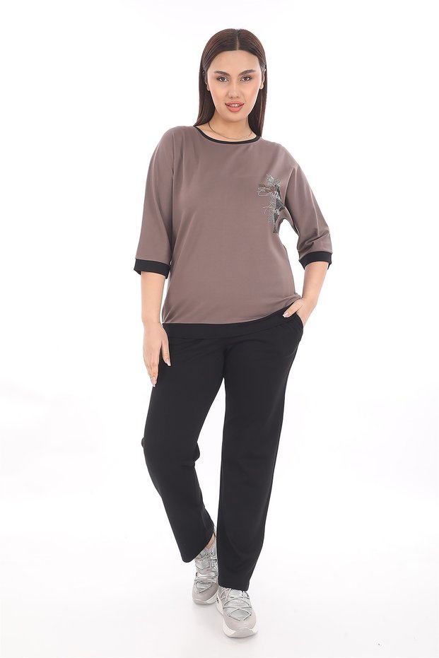 Women's Mink Summer Stone Pattern Elastic Waist Sweatpants Set