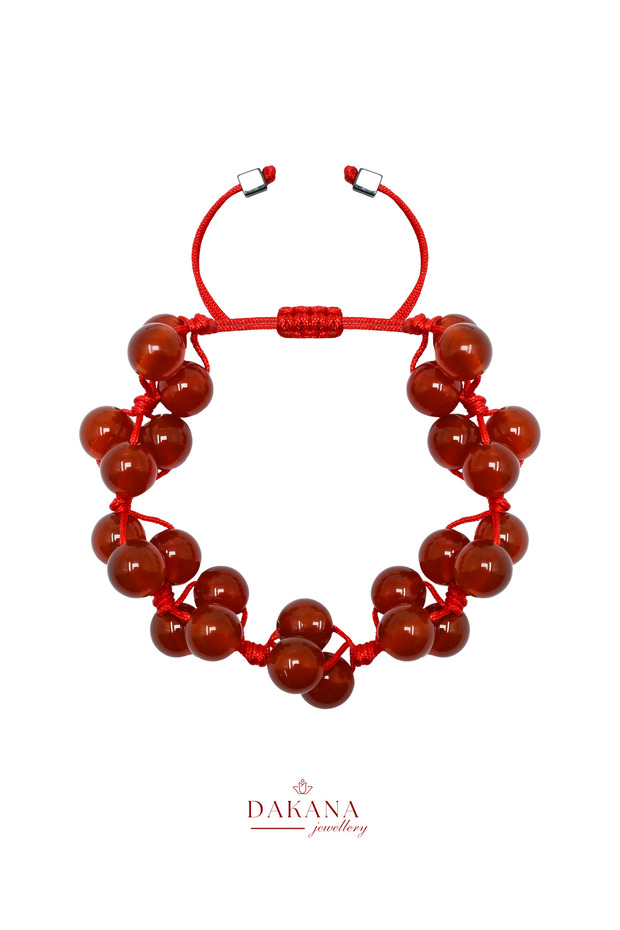 Certified Hematite and Red Agate Stone 8 mm Macrame Natural Stone Bracelet