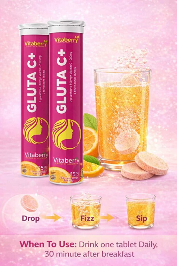 VITABERRY-GLUTA C+ Glutathione Skin Glowing Effervescent Tablets (30tabs/pack)