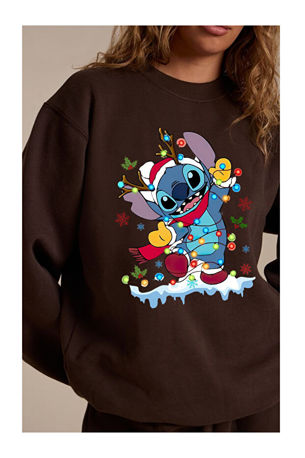 New Year - New Year's Eve Stitch Printed Crew Neck 3-Thread Sweatshirt