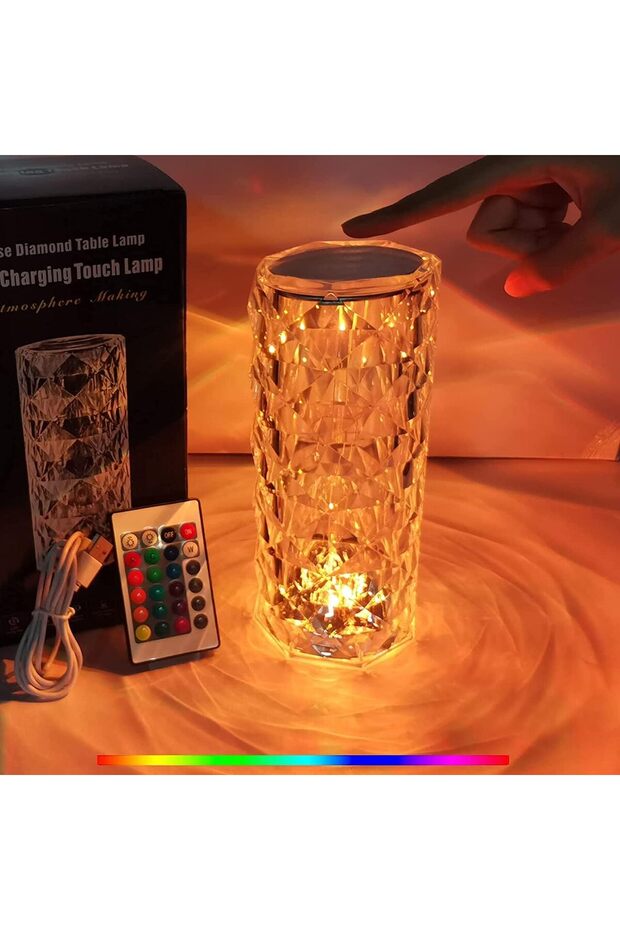 16 Color Changing RGB Night Light with USB & Remote Control, LED Rose Diamond Touch Lamp for Bar, Be