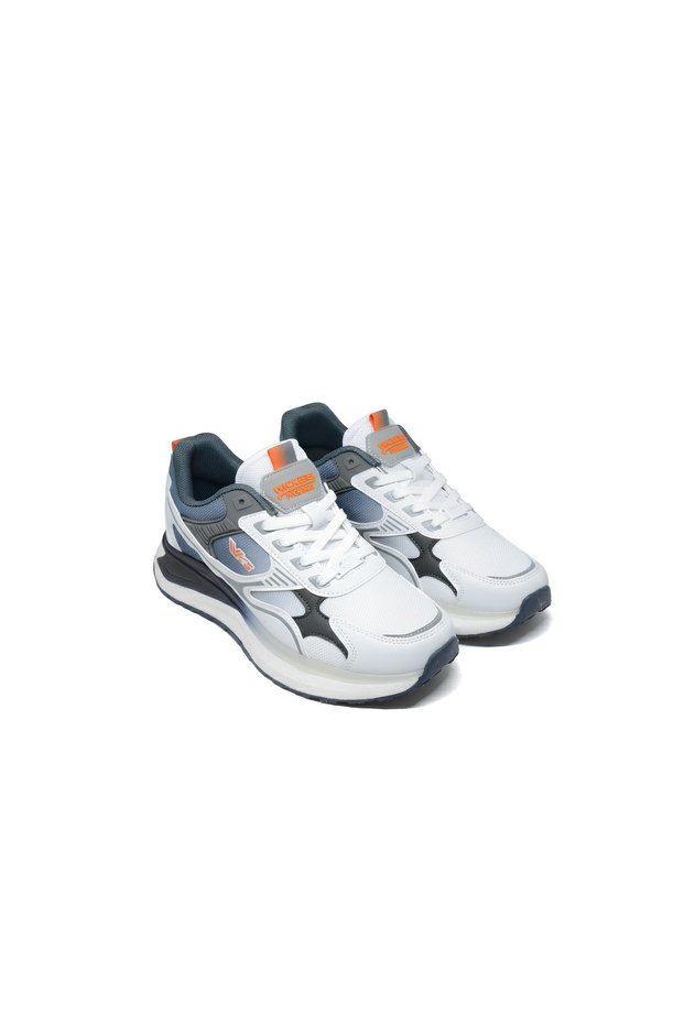 Waykon White Lace-Up Striped Detail Sneaker Casual Sports Shoes