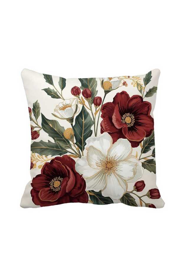 Red Floral Print Single Decorative Cushion Cover - Stylish and Cozy Home Decor