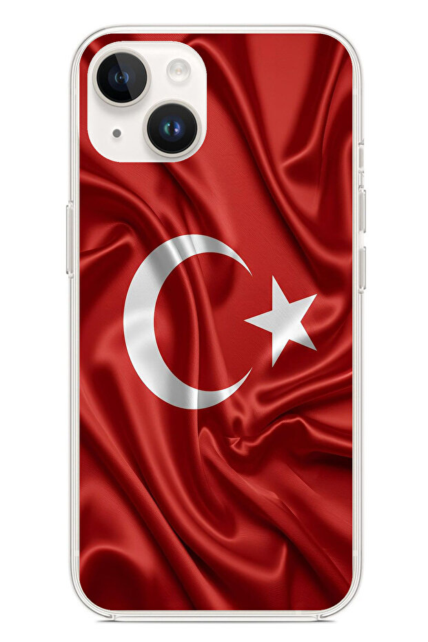 iPhone 14 Plus Compatible Turkish Flag Printed Silicone Case - 1