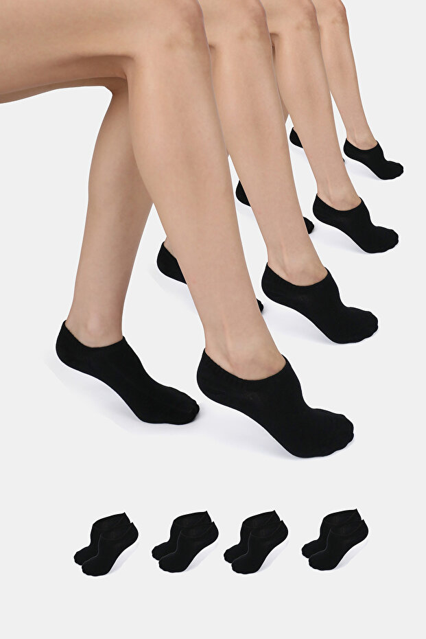 Bamboo Women's Sneaker Black Socks Seamless Invisible Ankle Sports Socks Premium Pack of 4
