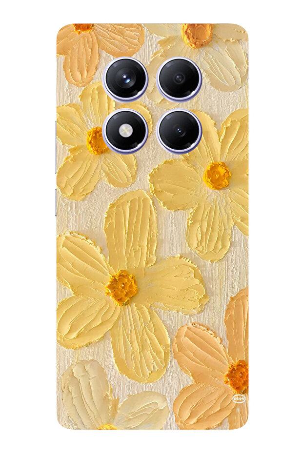 حافظة سيليكون متوافقة مع هاتف Redmi Note 14 PRO PLUS بلون أصفر ديزي مطبوع - 1