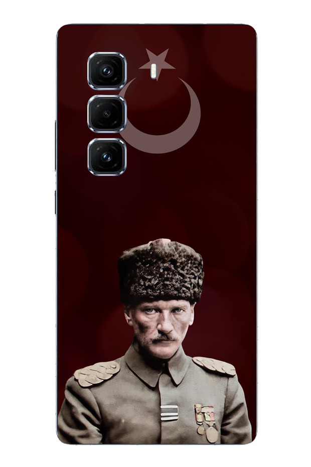 حافظة سيليكون متوافقة مع هاتف Infinix Hot 50 PRO PLUS+ Moon Star ورئيس القائد أتاتورك مطبوع