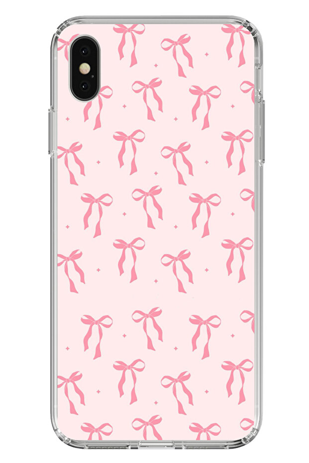 iPhone X-Xs Compatible Soft Pink Bow Patterned Printed Silicone Case - 1